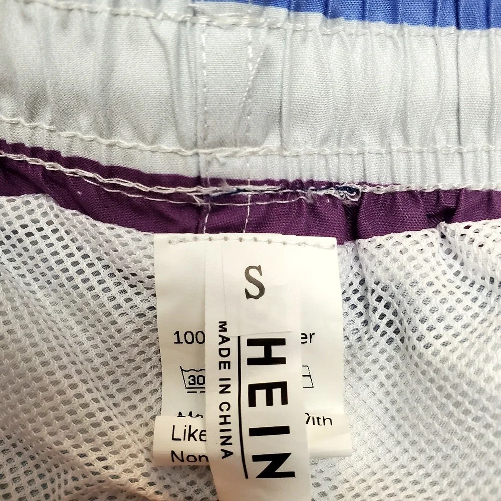 2 Pairs ● SHEIN Men's Striped With‎ Drawstring Swim Shorts/Trunks ● Size Small